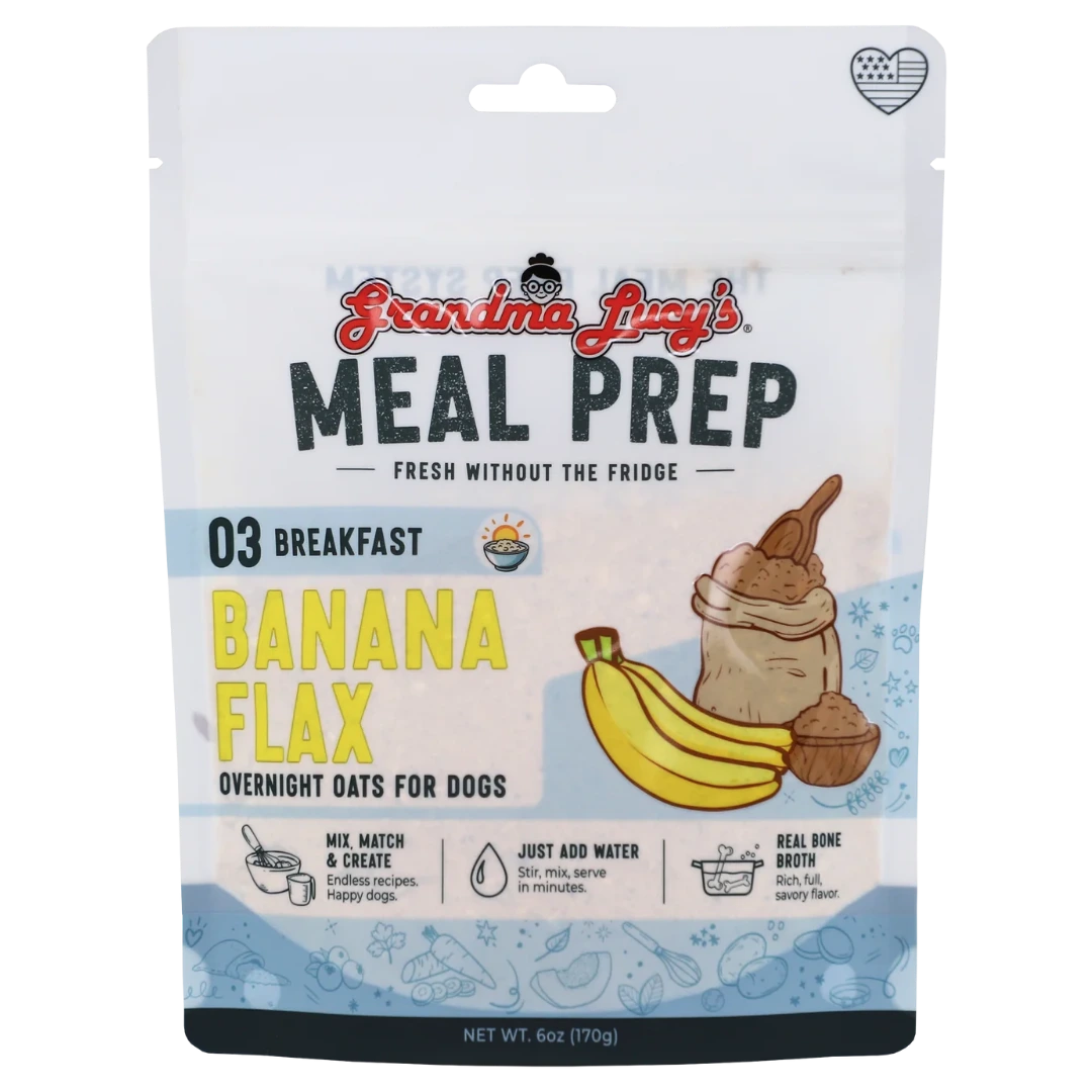 Grandma Lucy's Meal Prep Banana Flax Overnight Oats Topper, Dog Food Supplement, 6-oz Bag