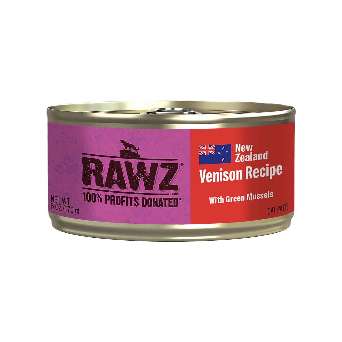 RAWZ® 94% Venison Recipe With Green Mussels Pate, Wet Cat Food