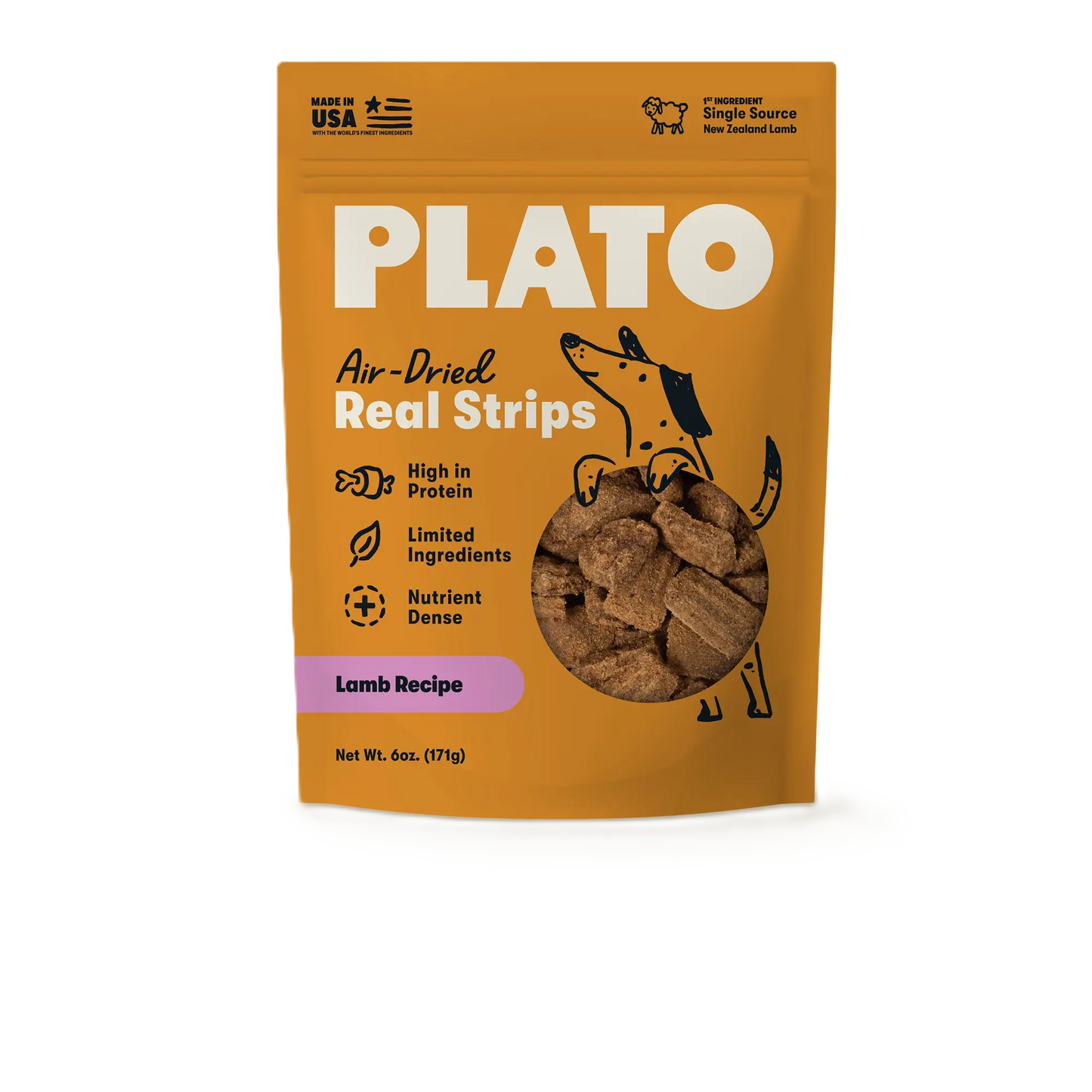Plato Real Strips Lamb Meat Bar, Dog Treat