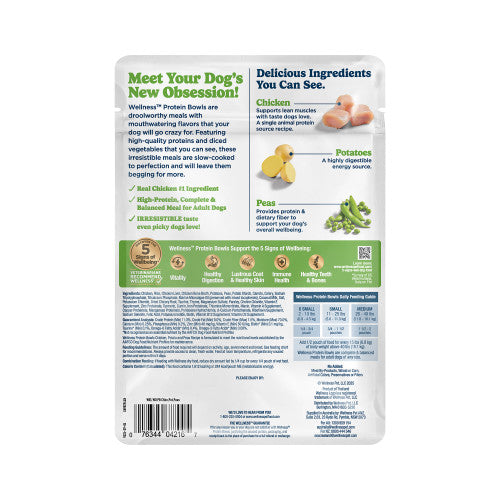 Wellness® Protein Bowls Chicken, Potato & Peas Recipe Wet Dog Food, 6.2-oz Pouch, Case of 6