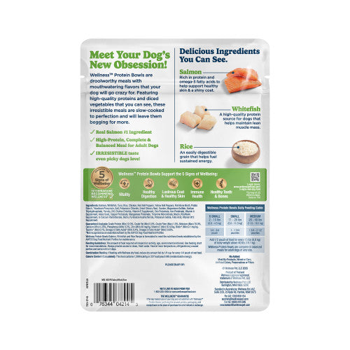 Wellness® Protein Bowls Salmon, Whitefish & Rice Recipe Wet Dog Food, 6.2-oz Pouch, Case of 6