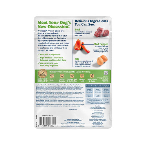 Wellness® Protein Bowls Beef, Red Pepper & Egg Recipe Wet Dog Food, 6.2-oz Pouch, Case of 6