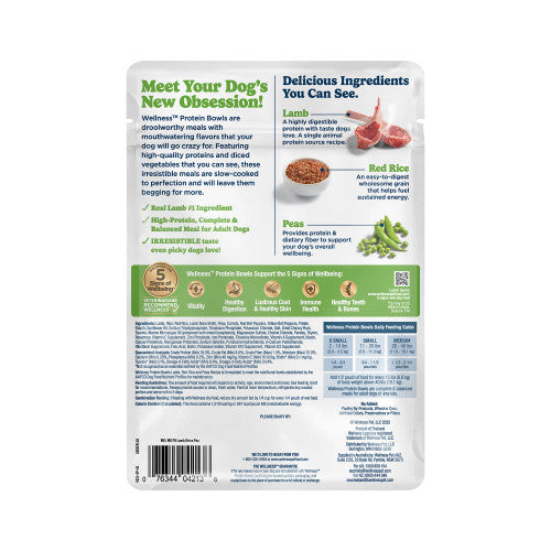 Wellness® Protein Bowls Lamb, Red Rice & Peas Recipe Wet Dog Food, 6.2-oz Pouch, Case of 6