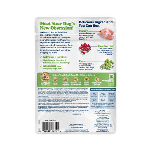 Wellness® Protein Bowls Turkey, Cranberries & Peas Recipe Wet Dog Food, 6.2-oz Pouch, Case of 6
