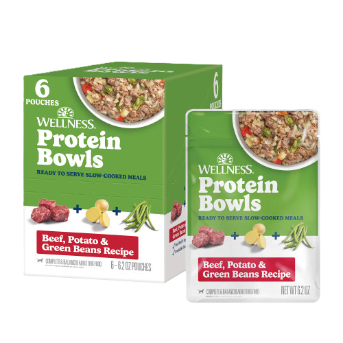 Wellness® Protein Bowls Beef, Potato & Green Bean Recipe Wet Dog Food, 6.2-oz Pouch, Case of 6