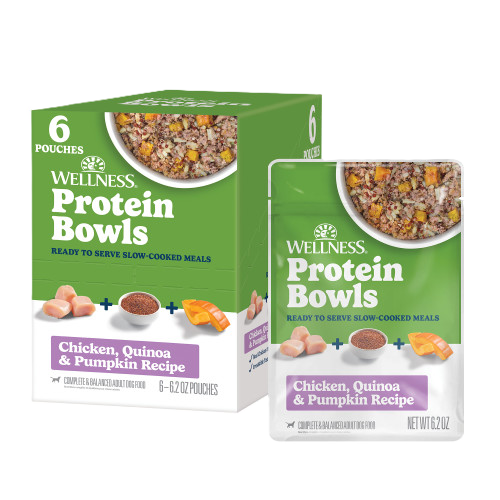 Wellness® Protein Bowls Chicken, Quinoa & Pumpkin Recipe Wet Dog Food, 6.2-oz Pouch, Case of 6