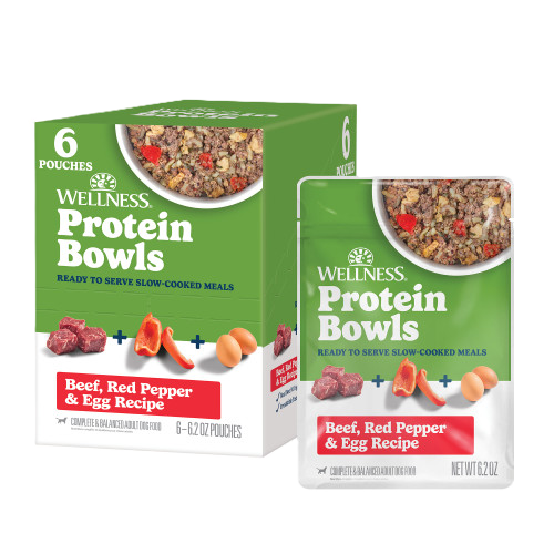 Wellness® Protein Bowls Beef, Red Pepper & Egg Recipe Wet Dog Food, 6.2-oz Pouch, Case of 6