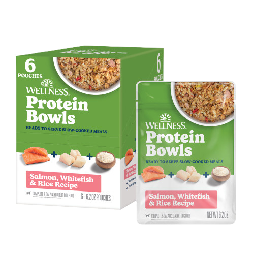 Wellness® Protein Bowls Salmon, Whitefish & Rice Recipe Wet Dog Food, 6.2-oz Pouch, Case of 6
