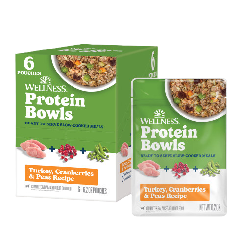 Wellness® Protein Bowls Turkey, Cranberries & Peas Recipe Wet Dog Food, 6.2-oz Pouch, Case of 6