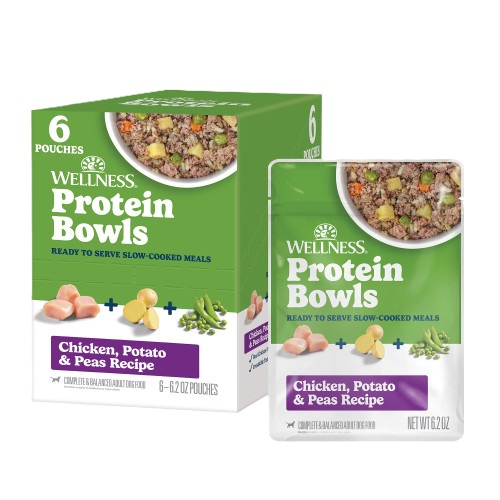 Wellness® Protein Bowls Chicken, Potato & Peas Recipe Wet Dog Food, 6.2-oz Pouch, Case of 6