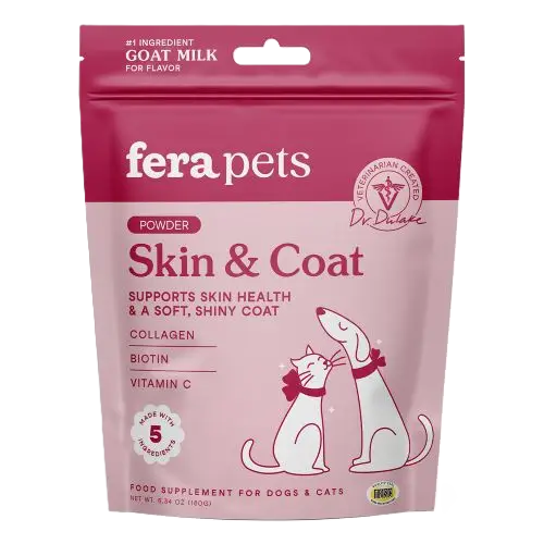 Fera Pets Skin + Coat Goat Milk Topper For Dogs and Cats, Pet Supplement, 6.34-oz