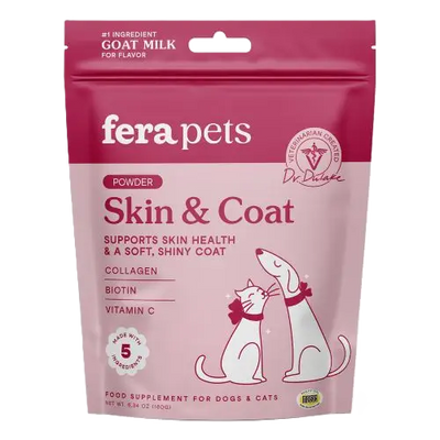 Fera Pets Skin + Coat Goat Milk Topper For Dogs and Cats, Pet Supplement, 6.34-oz