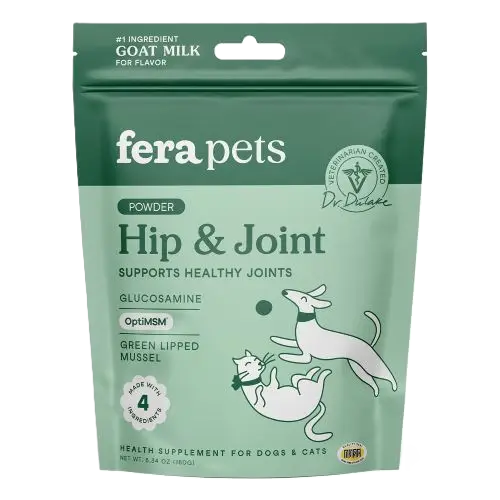 Fera Pets Hip + Joint Goat Milk Topper For Dogs and Cats, Pet Supplement, 6.34-oz