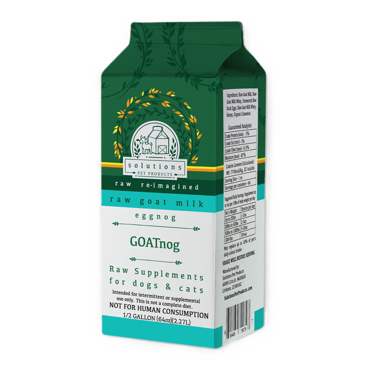 Solutions Pet Products GOATnog, Frozen Raw Goat Milk Supplement