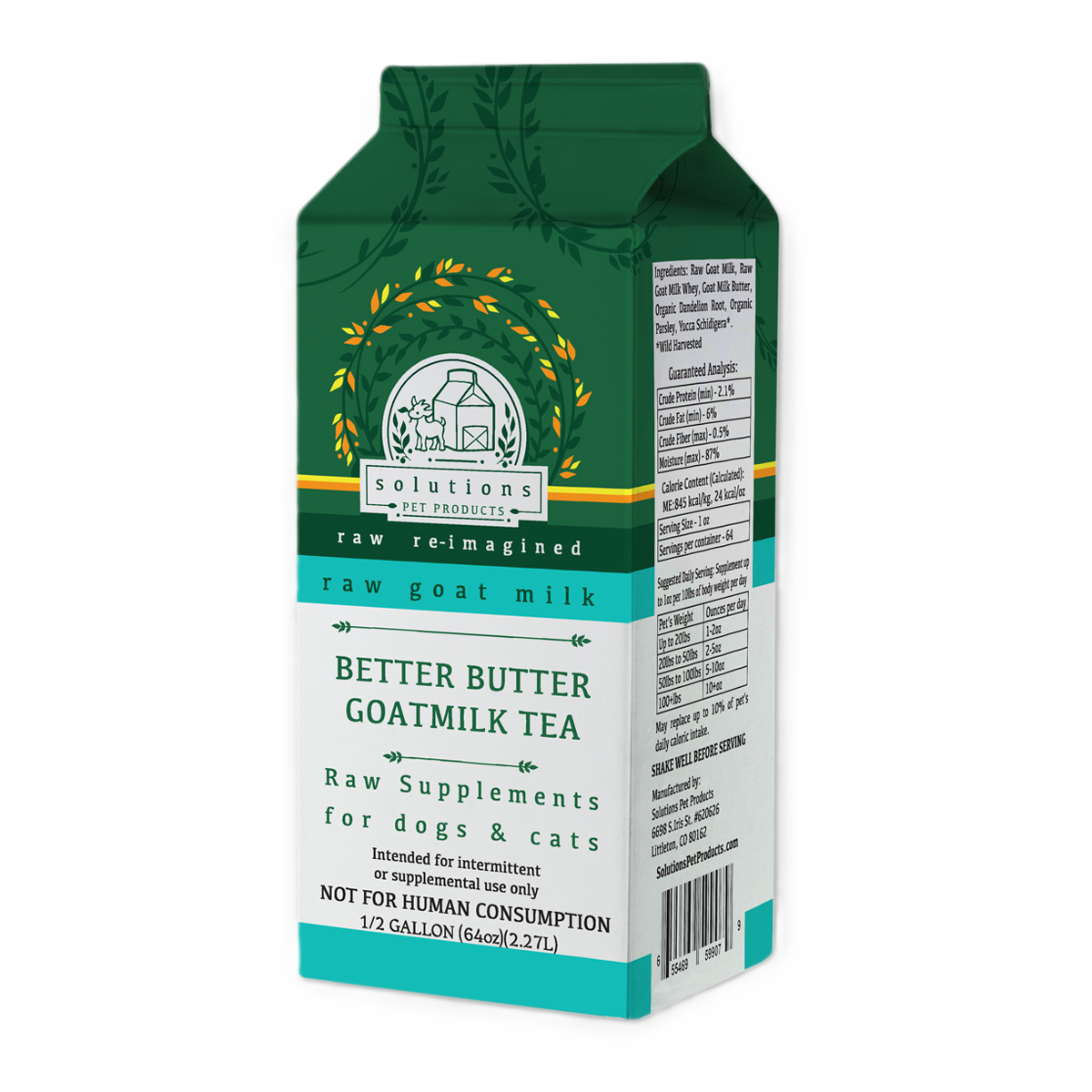 Solutions Pet Products Better Butter Tea, Frozen Raw Goat Milk