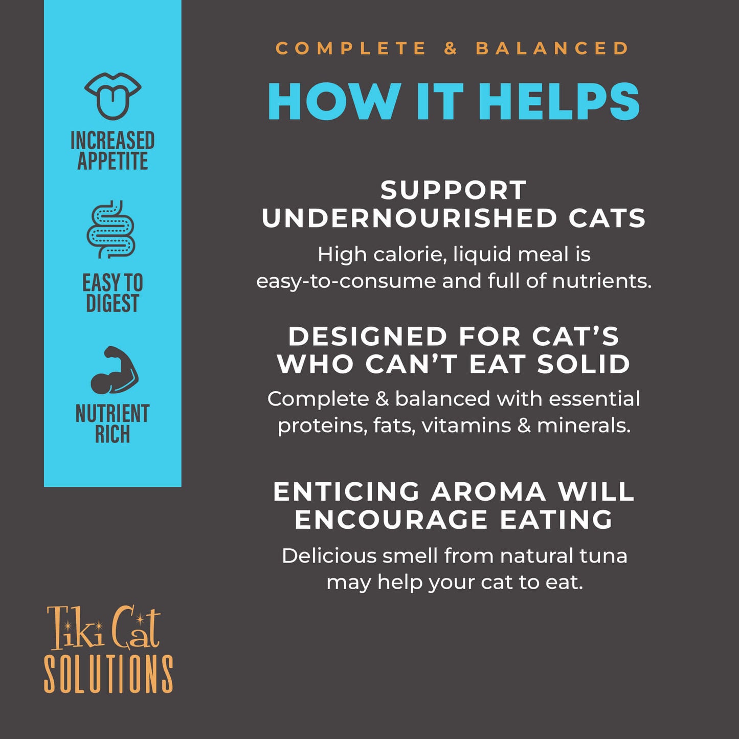 Tiki Cat® Solutions™ Liquid Meal Replacer With Tuna in Goat’s Milk, 6-oz Pouch