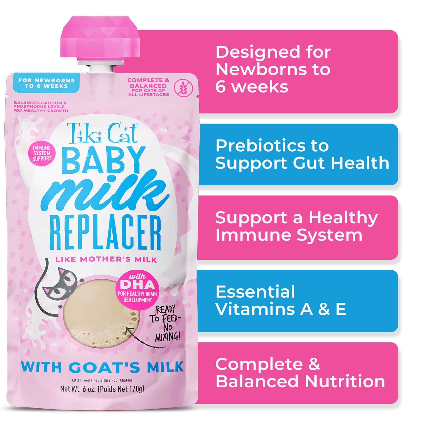 Tiki CatBaby Milk Replacer With Goat’s Milk, 6-oz Pouch