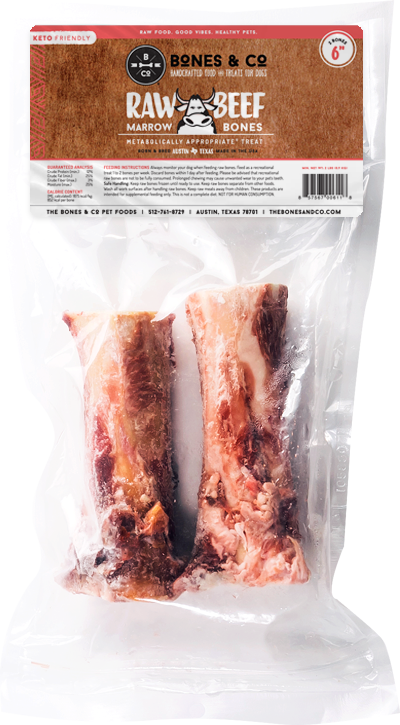 Bones & Co 6" Beef Marrow Bones, Dog Chew, 2pk