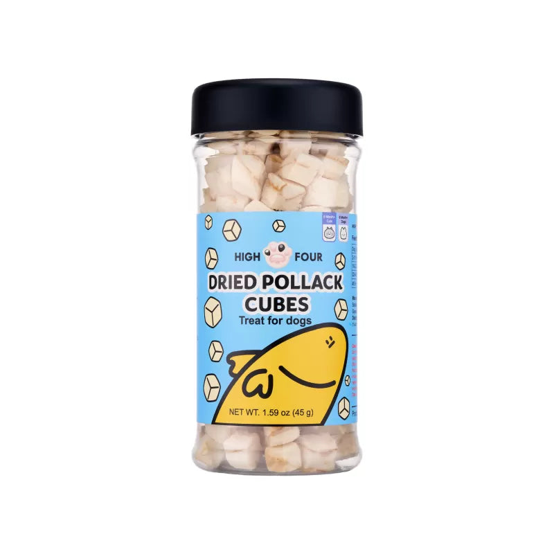 High Four Freeze-Dried Pollack Cubes, Dog Treats, 1.59-oz Jar