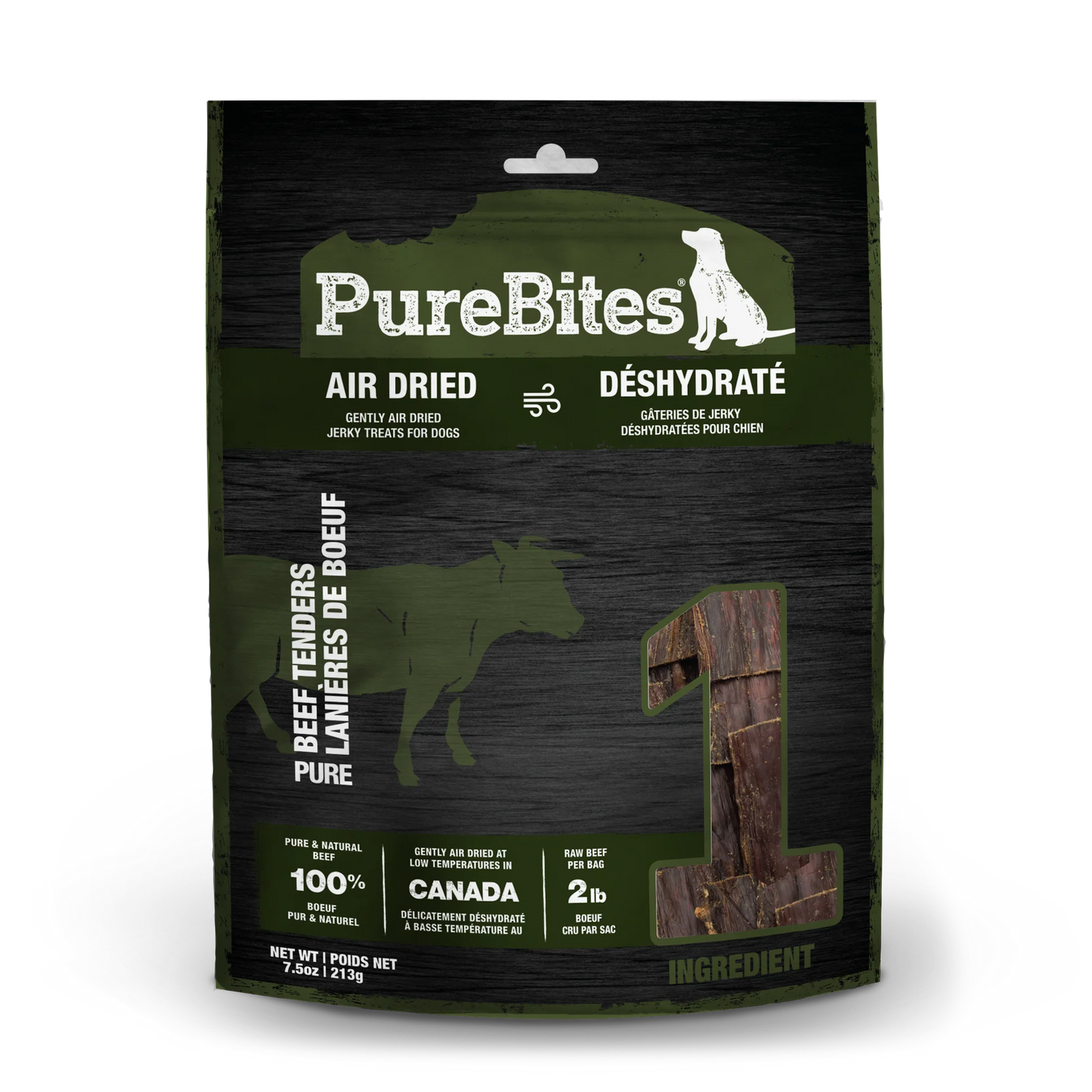 PureBites Beef Jerky, Air Dried Dog Treats, 7.5-oz Bag