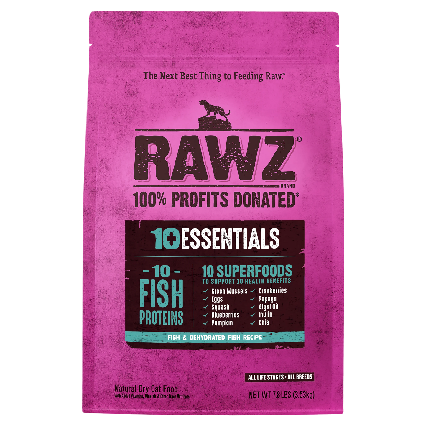 Rawz 10+ Essentials Fish & Dehydrated Fish Recipe, Dry Cat Food