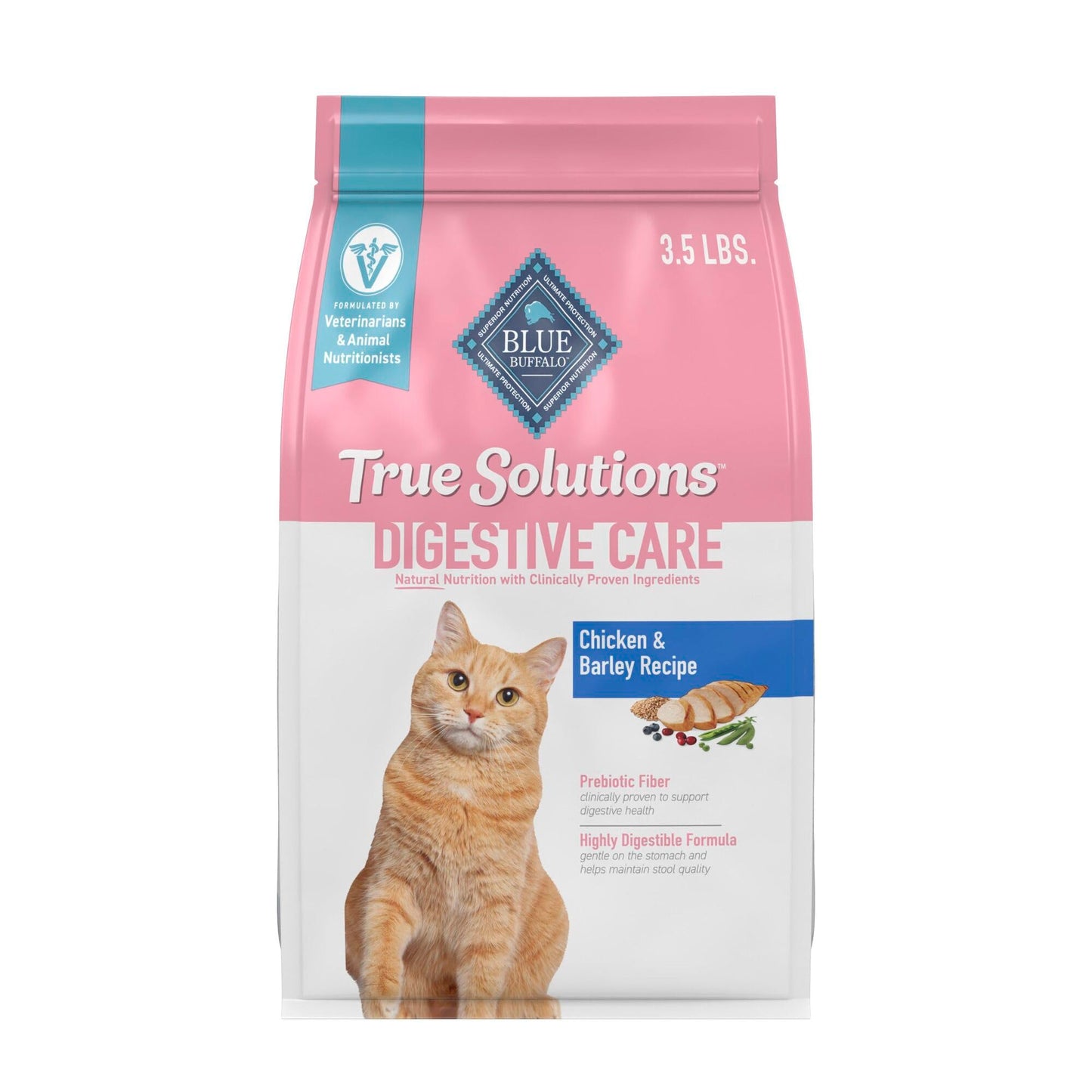 Blue Buffalo True Solutions Blissful Belly Natural Digestive Care Adult Dry Cat Food, Chicken Recipe, 11-lb Bag