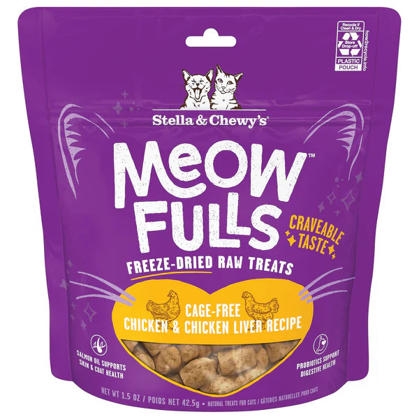 Stella & Chewy's Meowfuls Chicken & Chicken Liver Cat Treats, 1.5-oz Bag