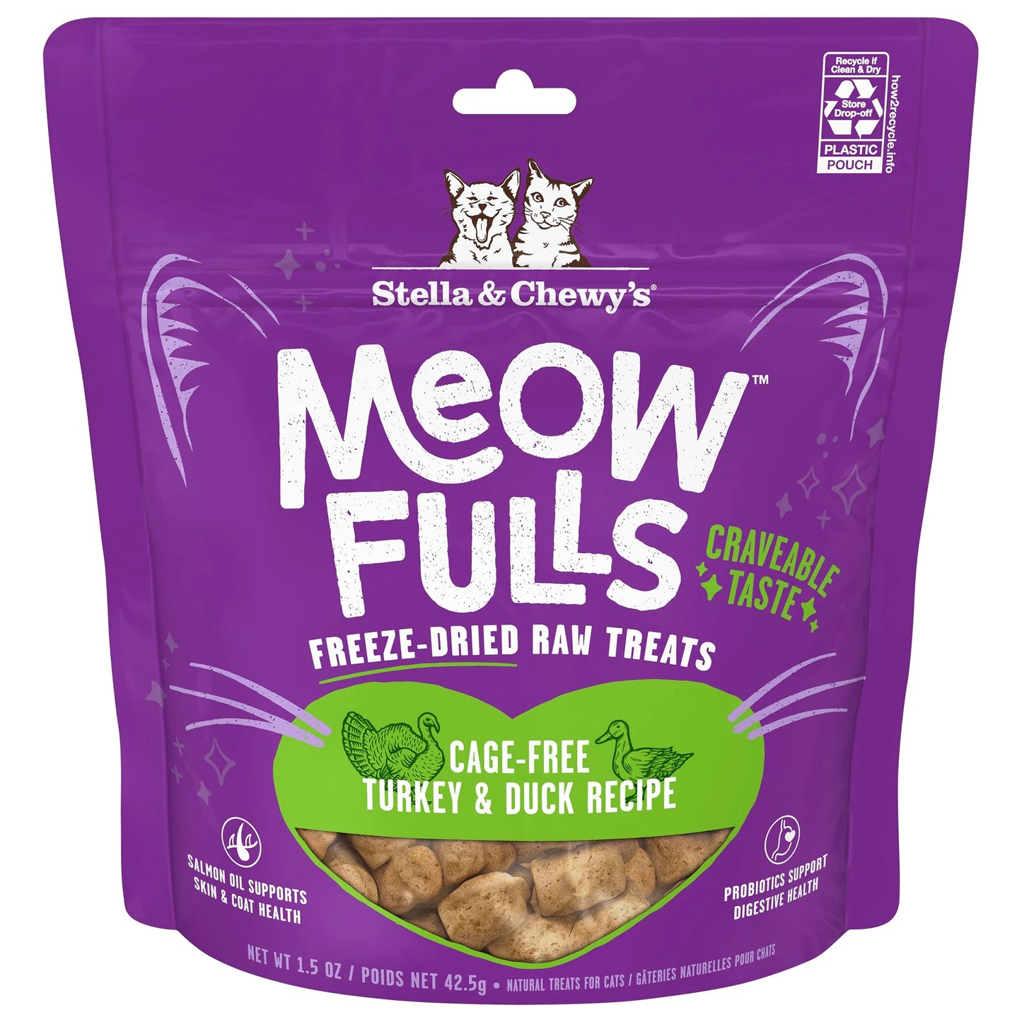 Stella & Chewy's Meowfuls Turkey & Duck Cat Treats, 1.5-oz Bag