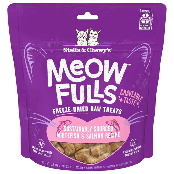Stella & Chewy's Meowfuls Whitefish & Salmon Cat Treats, 1.5-oz Bag