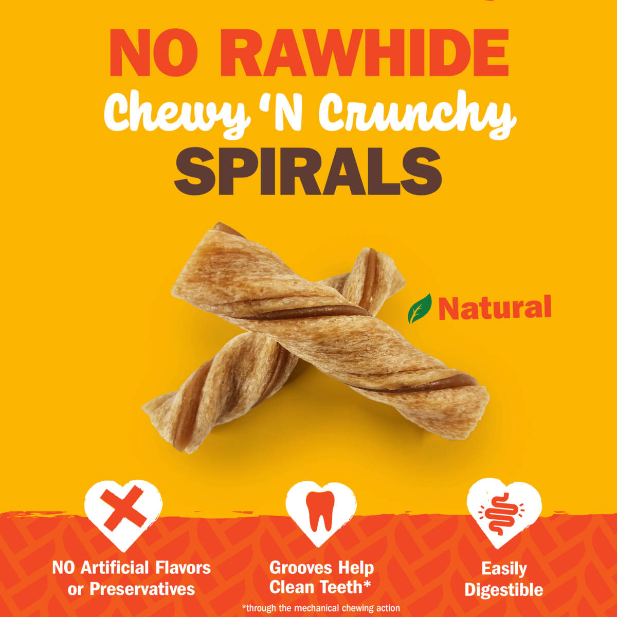 Cadet Chewalicious Chewy'n Crunchy Rawhide-Free Natural Spirals, Dog Chews