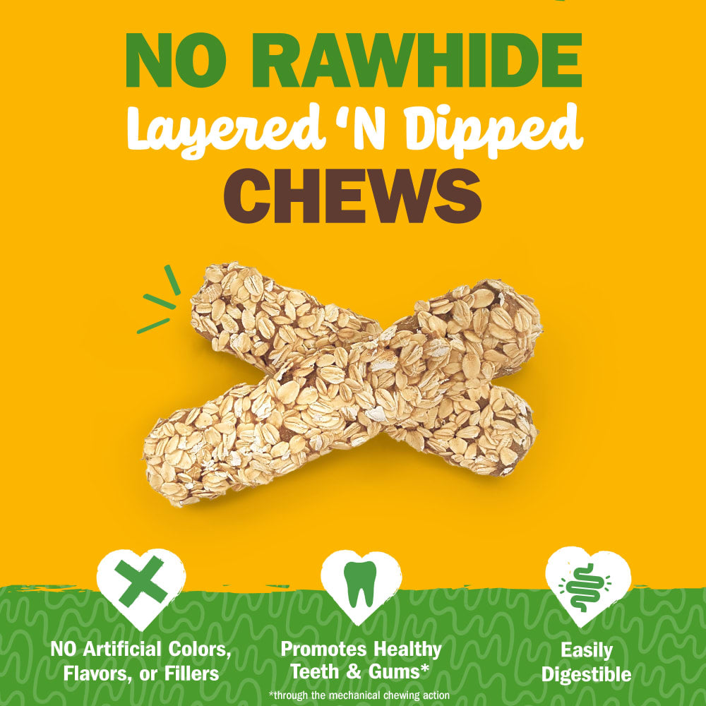 Cadet Chewalicious Layered'n Dipped Rawhide-Free Natural Crunchy Dog Chews, Oats Recipe