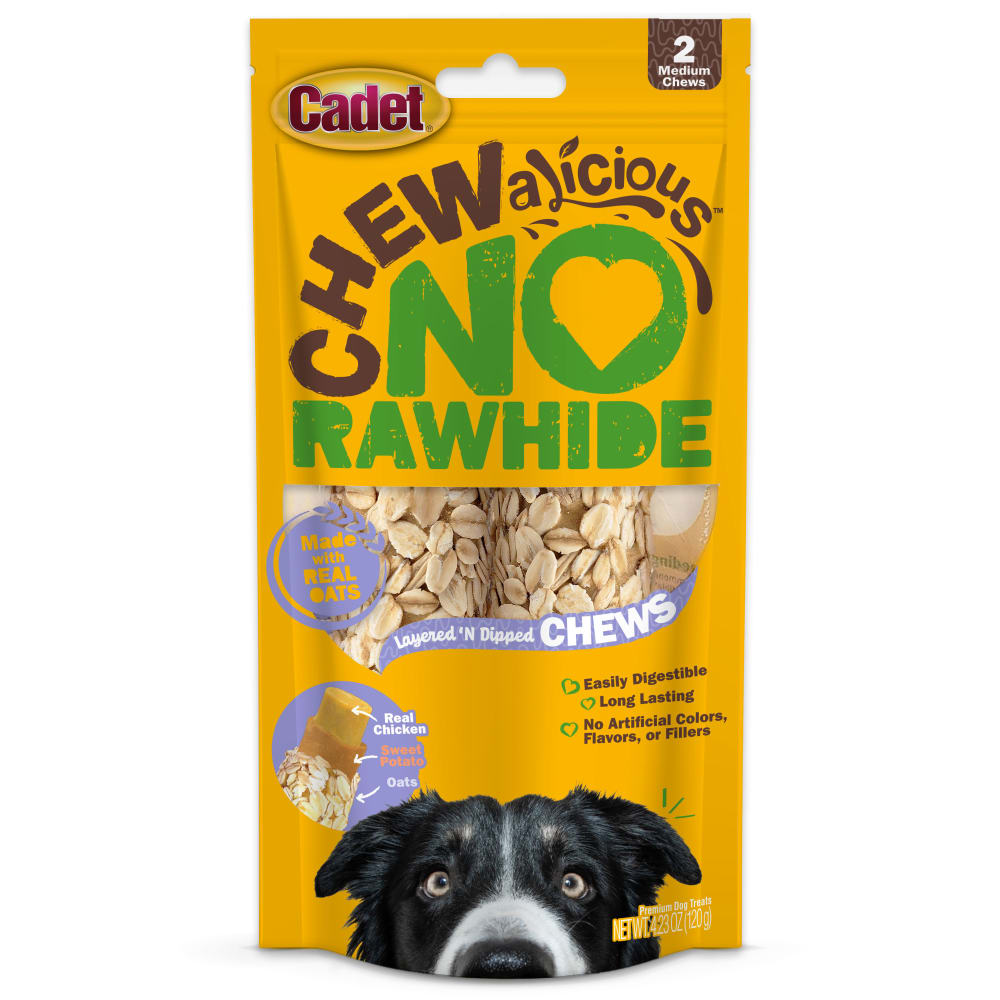 Cadet Chewalicious Layered'n Dipped Rawhide-Free Natural Crunchy Dog Chews, Oats Recipe