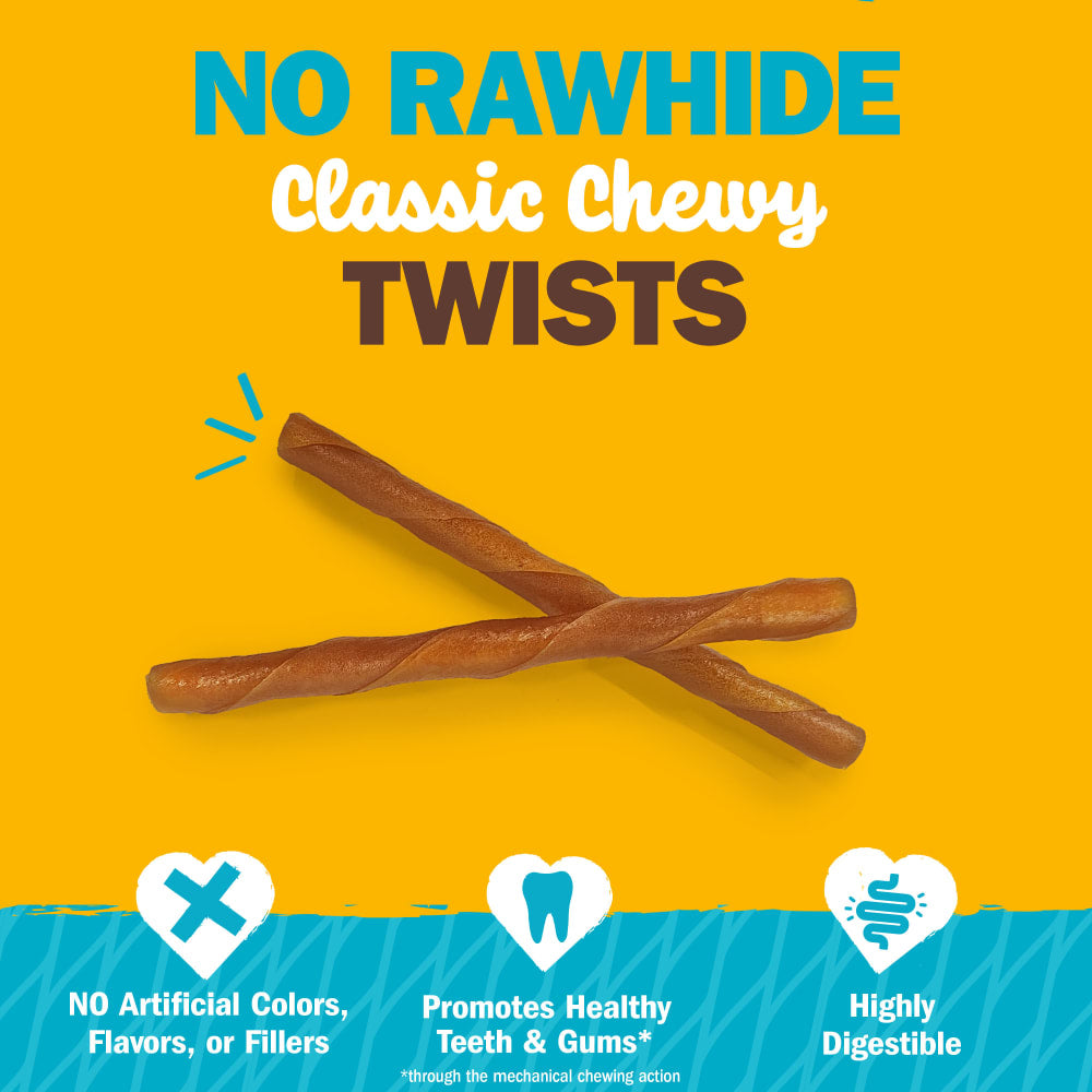 Cadet Chewalicious Rawhide-Free Natural Classic Chewy Twists, Dog Chews