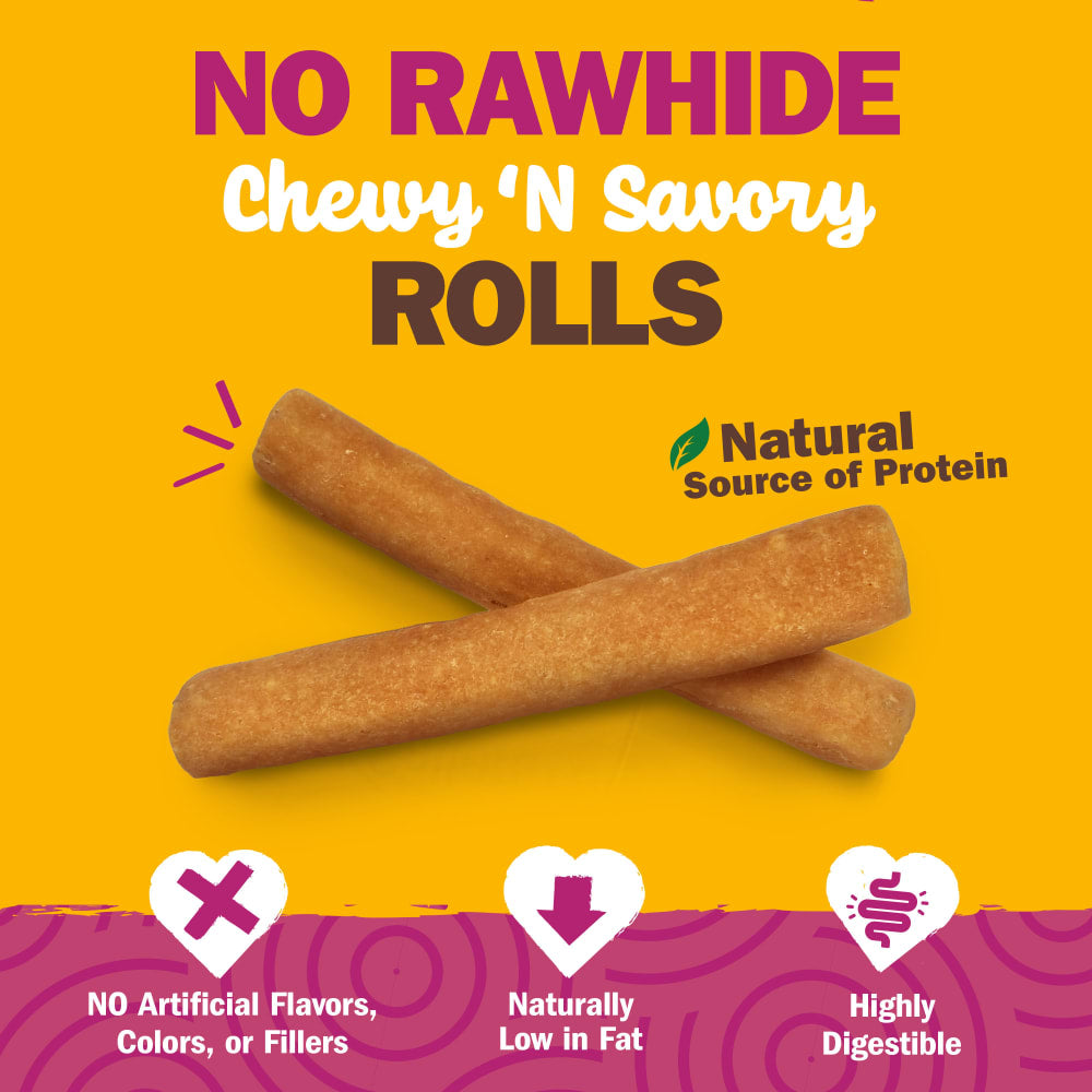 Cadet Chewalicious Rawhide-Free Chewy'n Savory Rolls Chicken Recipe, Dog Chews