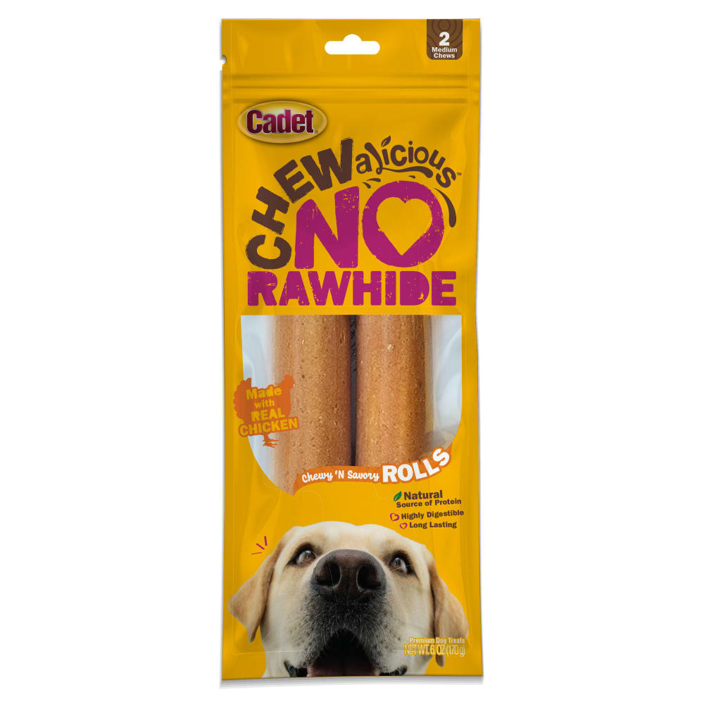 Cadet Chewalicious Rawhide-Free Chewy'n Savory Rolls Chicken Recipe, Dog Chews