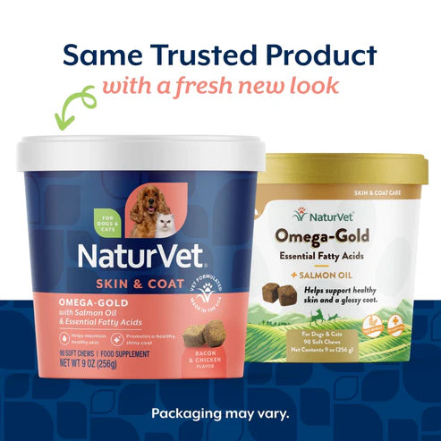 NaturVet Omega-Gold Skin & Coat Soft Chews for Dogs and Cats
