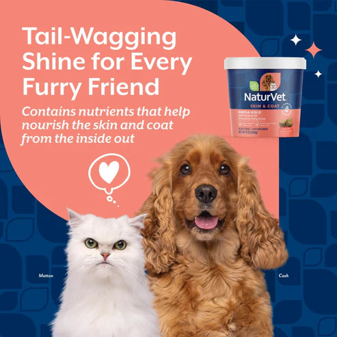 NaturVet Omega-Gold Skin & Coat Soft Chews for Dogs and Cats