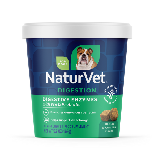 NaturVet Digestive Enzymes Soft Chew with Prebiotics & Probiotics Dog Supplement