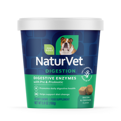 NaturVet Digestive Enzymes Soft Chew with Prebiotics & Probiotics Dog Supplement