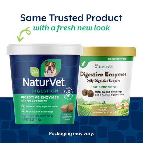 NaturVet Digestive Enzymes Soft Chew with Prebiotics & Probiotics Dog Supplement