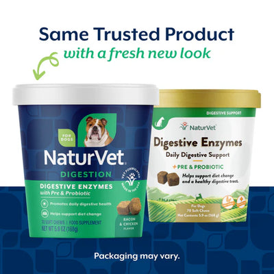 NaturVet Digestive Enzymes Soft Chew with Prebiotics & Probiotics Dog Supplement