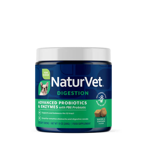 NaturVet Advanced Probiotics & Enzymes Soft Chews, Dog Supplement