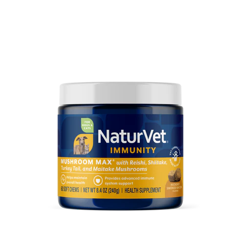 Naturvet Mushroom Max Soft Chew For Dogs And Cats, 60-Count