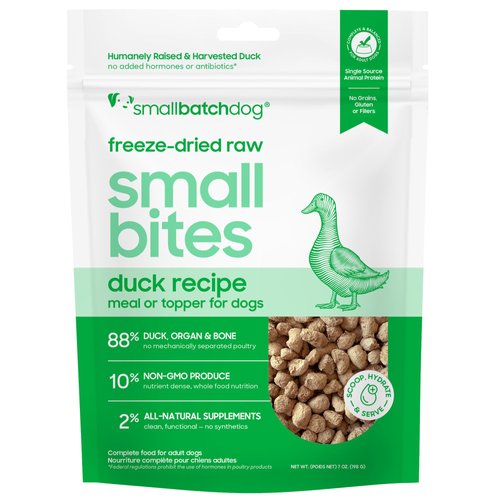 Smallbatch Duck Small Bites, Freeze-Dried Raw Dog Food