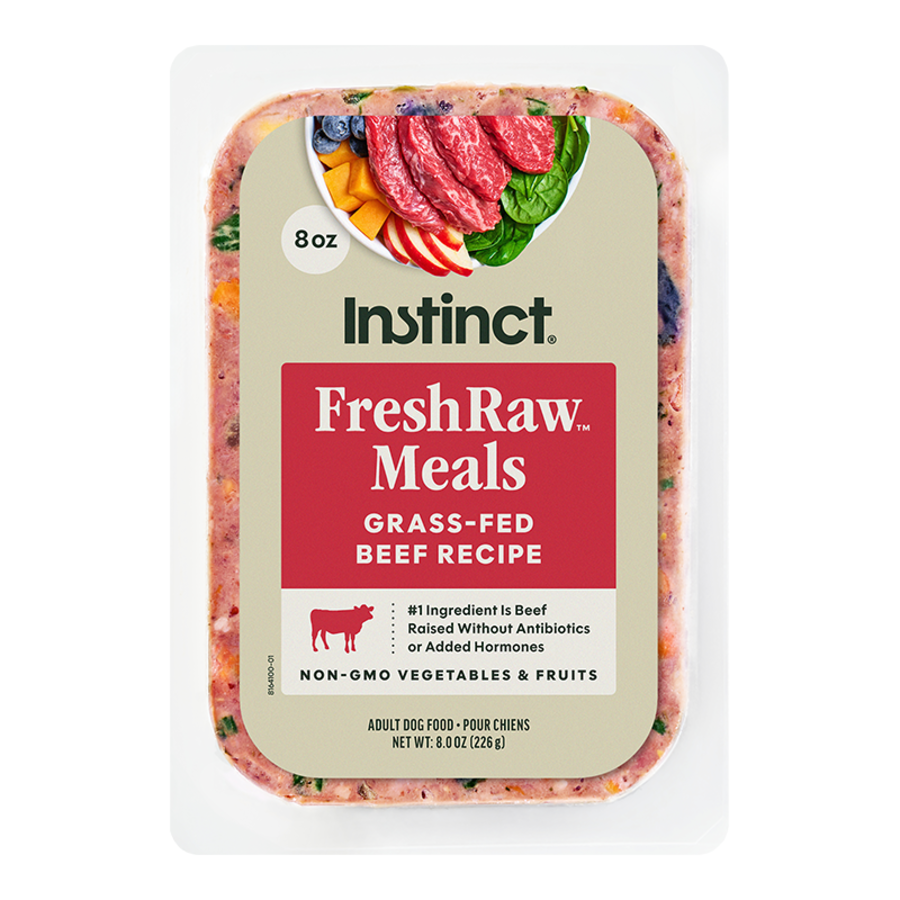 Instinct FreshRaw Meals Grass-Fed Beef Recipe, Frozen Raw Dog Food, Meal