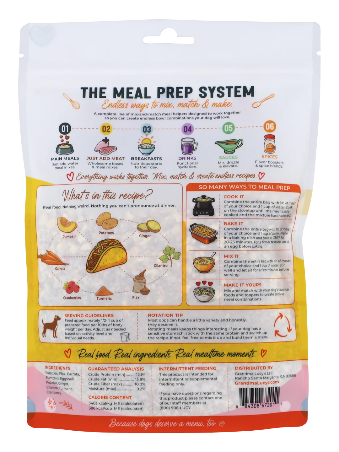 Grandma Lucy's Meal Prep Taco Tuesday, Freeze-Dried Dog Food, 8-oz Bag