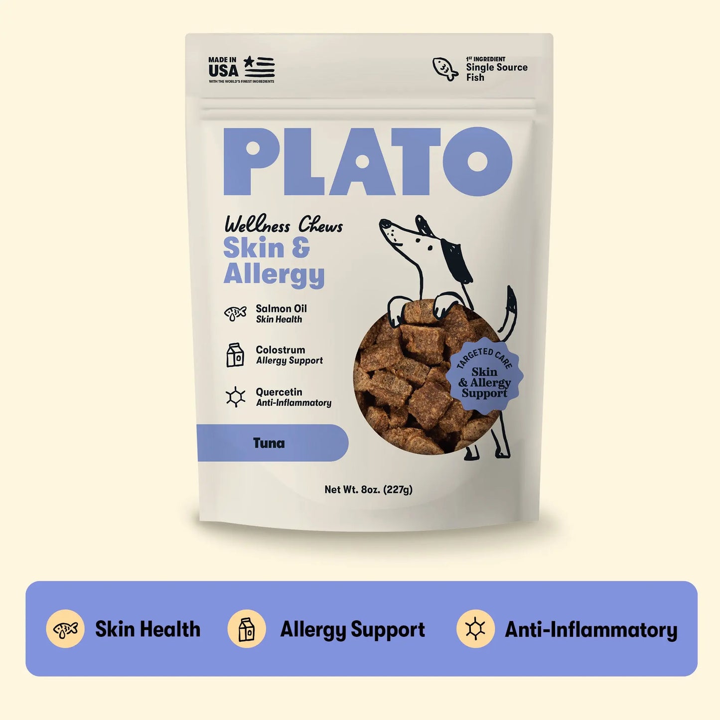 Plato Wellness Chews Skin & Allergy, Dog Treats