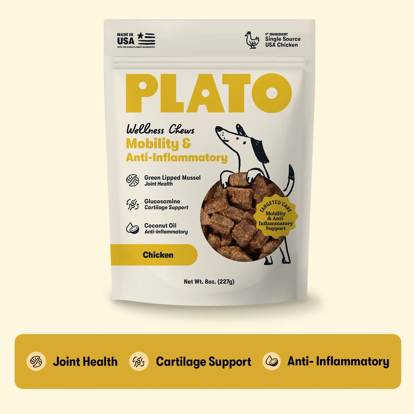 Plato Wellness Chews Mobility & Anti-Inflammatory, Dog Treats