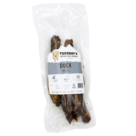 Tuesday's Natural Dog Company, Duck Necks, Dog Chew, 8-oz Bag