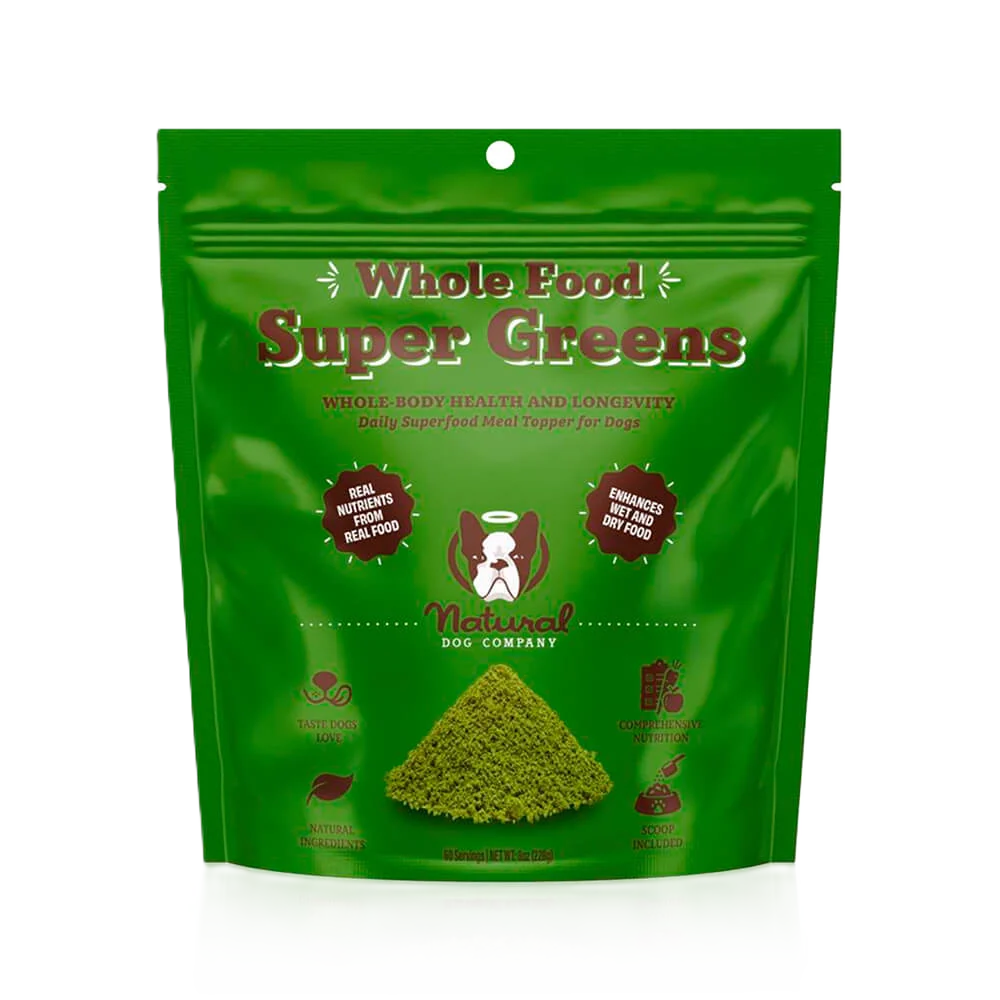 Natural Dog Company Whole Food Super Greens, Dog Food Supplement, 8-oz Pouch